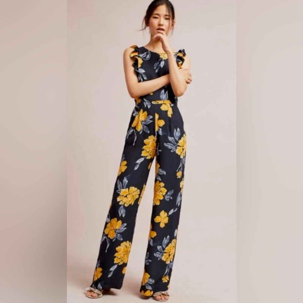 Anthropologie- Paper Crown— Floral Sleeveless Jumpsuit/Romper